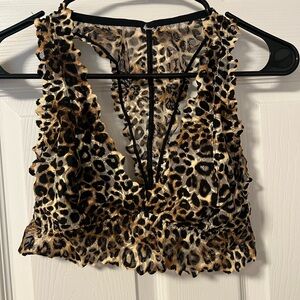 PINK Racerback Leopard-print Bralette L